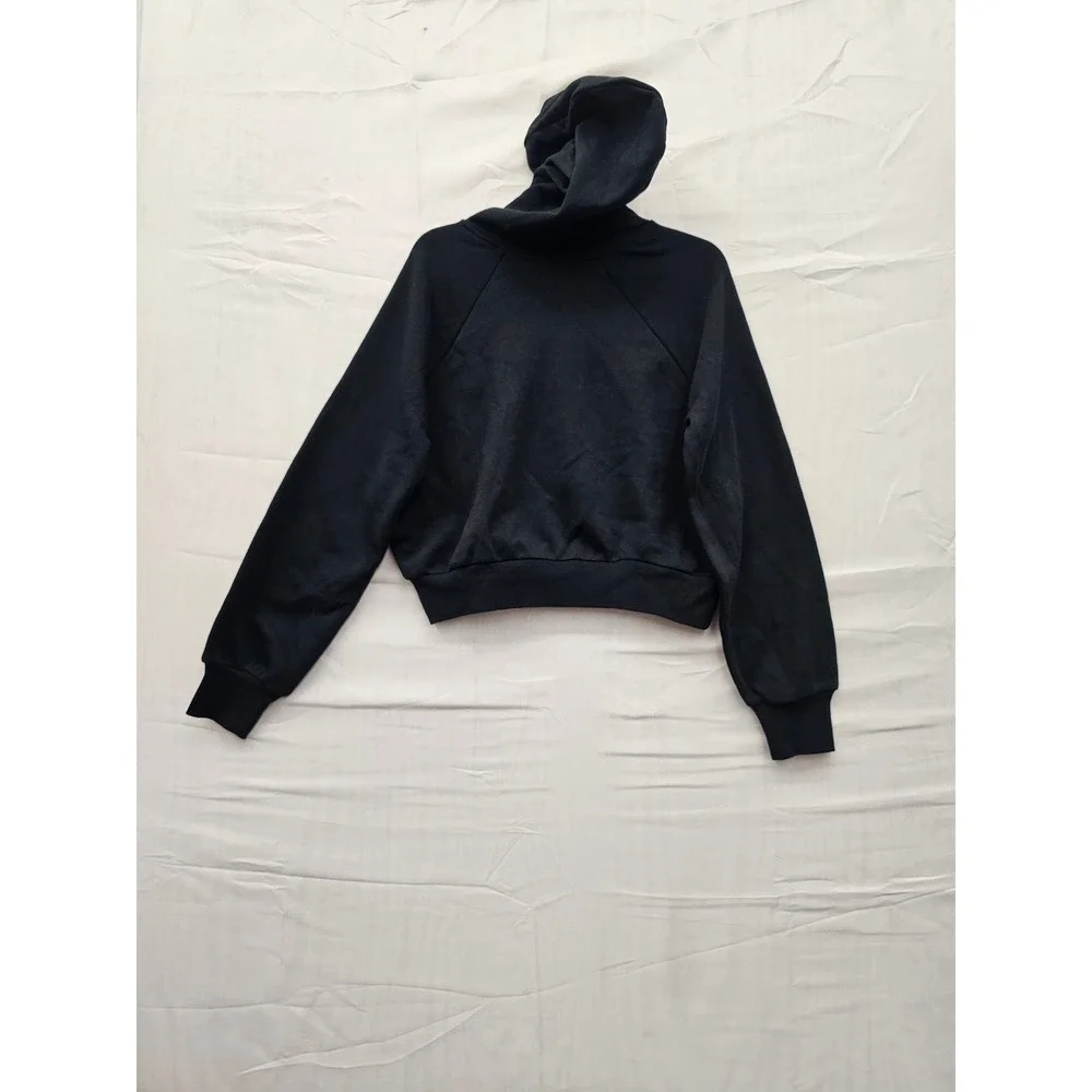 Wild Fable Womens Black Cropped Full Zip Hoodie Sweatshirt White Piping Size S - Picture 2 of 7